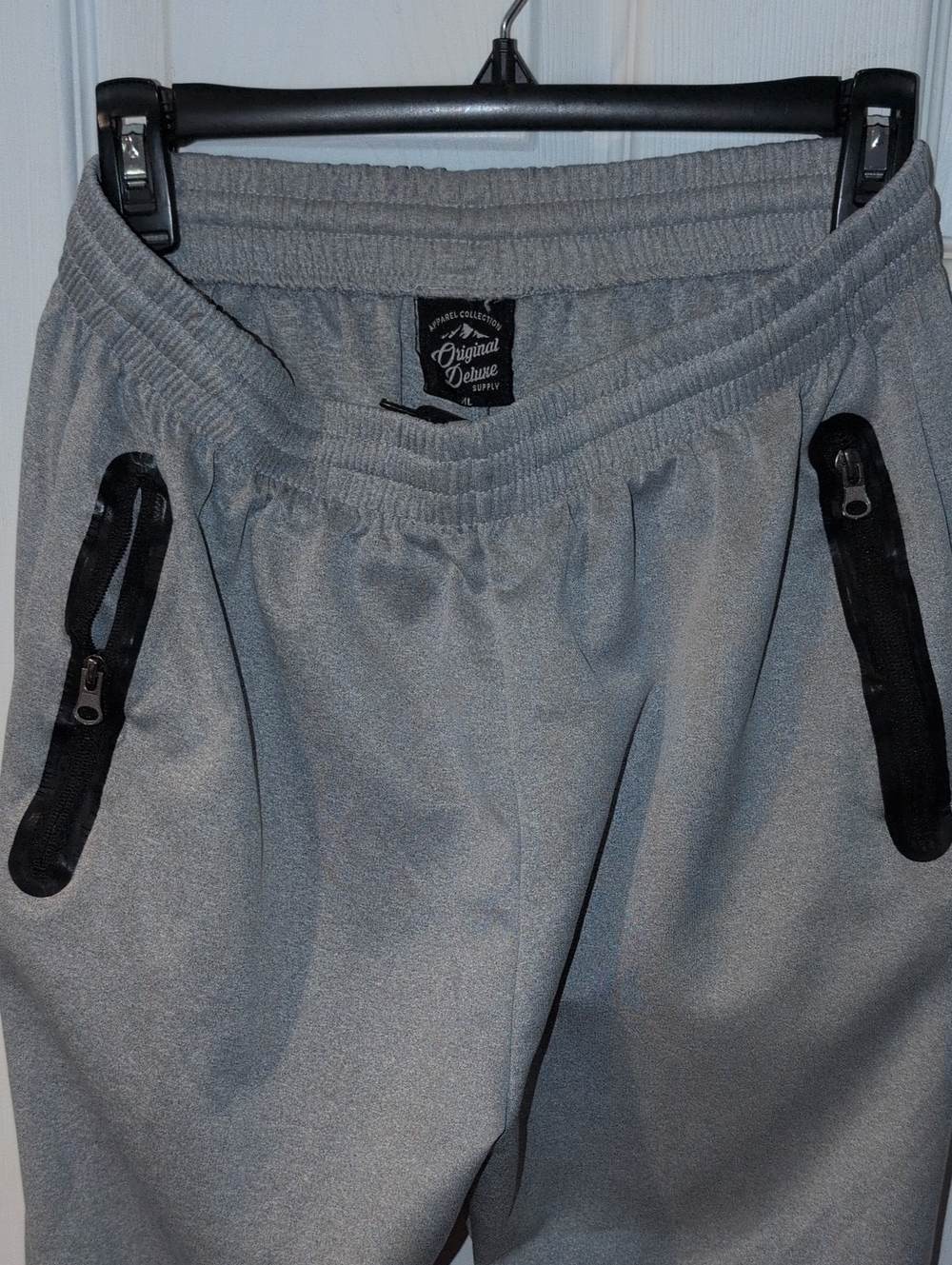 Original Deluxe Light Gray Jogger Pants with Black Zipper Accents